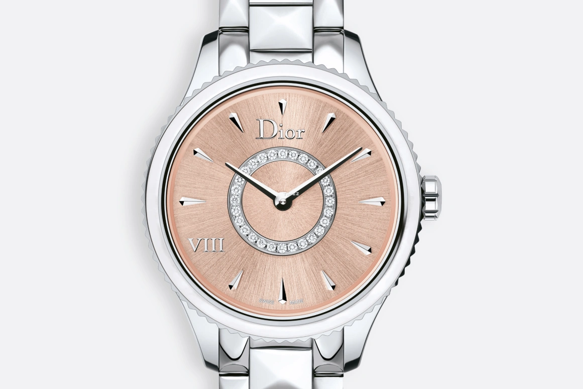 Dior,Other 25mm,25mm,Stainless Steel,Rose,Pink,Quartz,Sapphire,Round,CD151111M002 0000