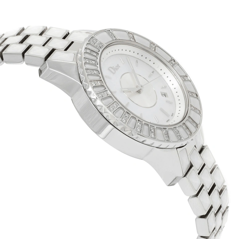 Dior,Other 33mm,33mm,Stainless Steel,White,Quartz,Day,Sapphire,Crystal Glass,CD113112M003