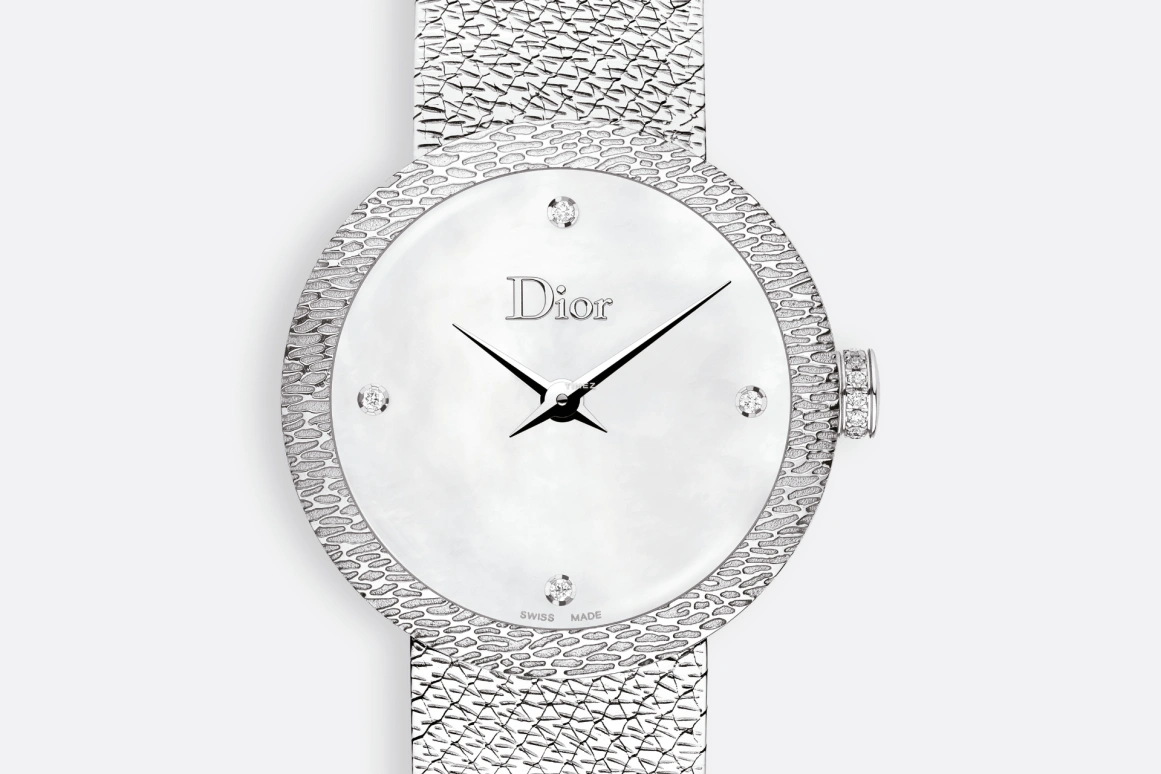 Dior,La D de Dior 25mm,25mm,Stainless Steel,White,Quartz,Sapphire,Crystal Glass,Silver,CD047112M001 0000