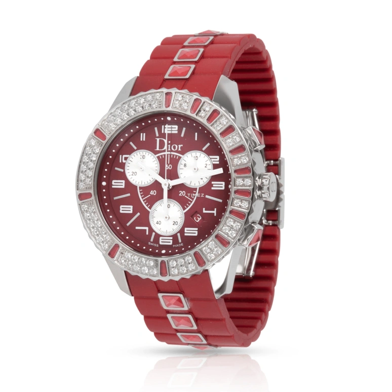 Dior,Other 38mm,38mm,Stainless Steel,Red,Quartz,Chronograph,Day,CD11431BR001