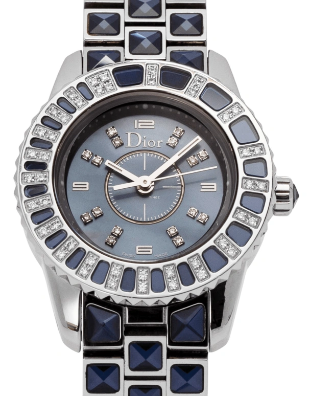Dior,Other 28mm,28mm,Stainless Steel,Blue,Quartz,Sapphire,Crystal Glass,Round,CD11211CM001