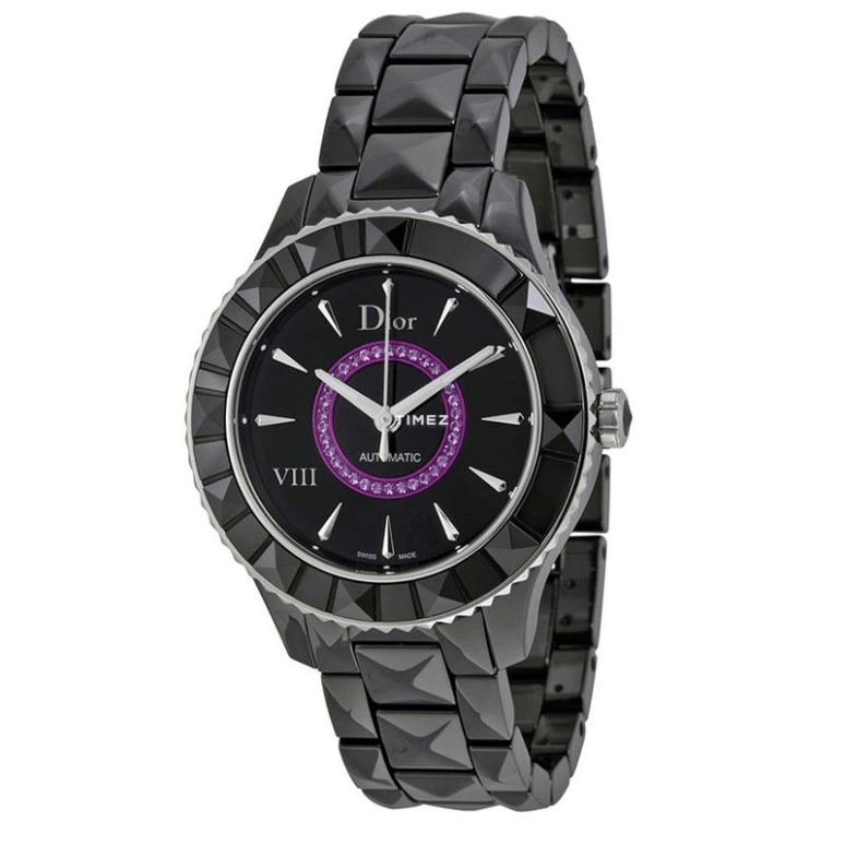 Dior,Other 38mm,38mm,Stainless Steel,Ceramic,Black,Automatic,Sapphire,Crystal Glass,Round,CD1245E7C001 0000 