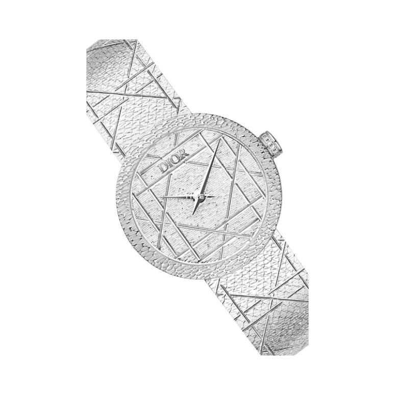 Dior,La D de Dior 25mm,25mm,Stainless Steel,Silver White,Quartz,Sapphire,Crystal Glass,Round,CD04111X1249