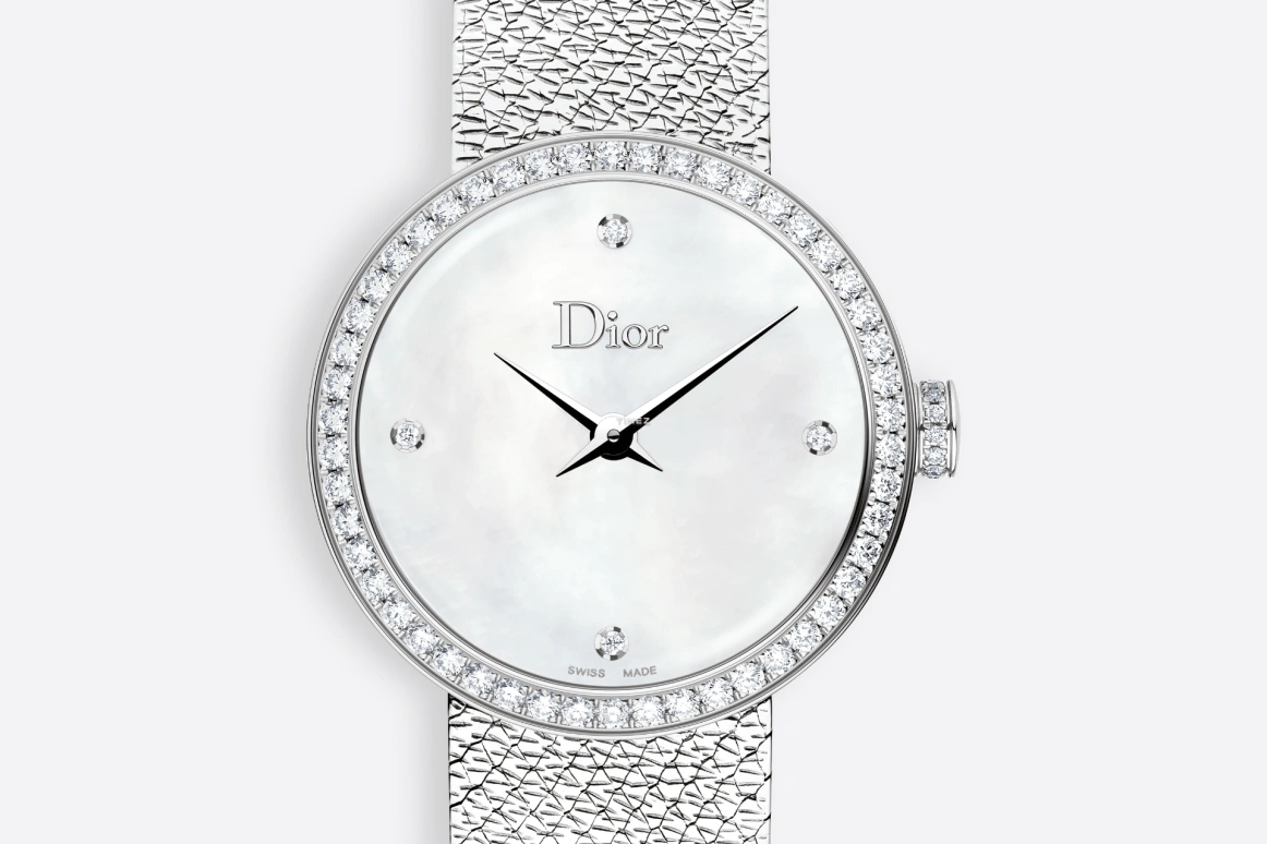 Dior,La D de Dior 25mm,25mm,Stainless Steel,White,Quartz,Sapphire,Silver,CD047111M001 0000