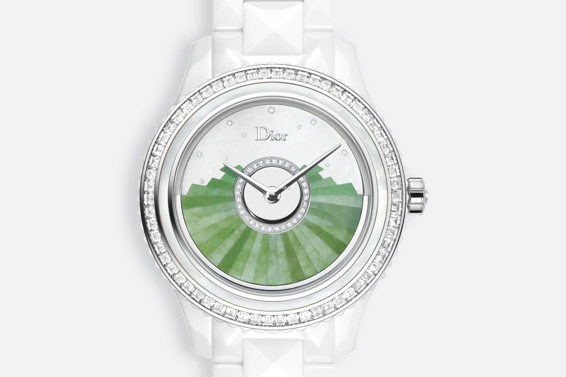 Dior,Dior Grand Bal 38mm,38mm,White Gold,Ceramic,White,Green,Automatic,Sapphire,Round,CD124BF2C002 0000