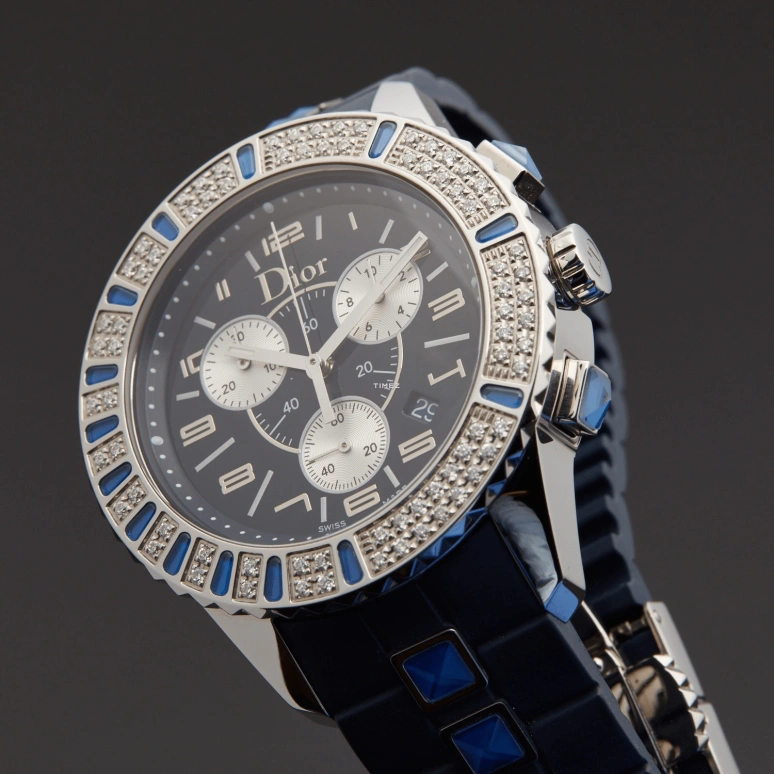 Dior,Other 38mm,38mm,Stainless Steel,Blue,Quartz,Chronograph,Day,CD11431IR001