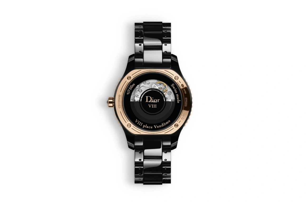 Dior,Other 33mm,33mm,Rose Gold,Ceramic,Black,Automatic,Sapphire,Crystal Glass,Round,CD1235H0C001 0000