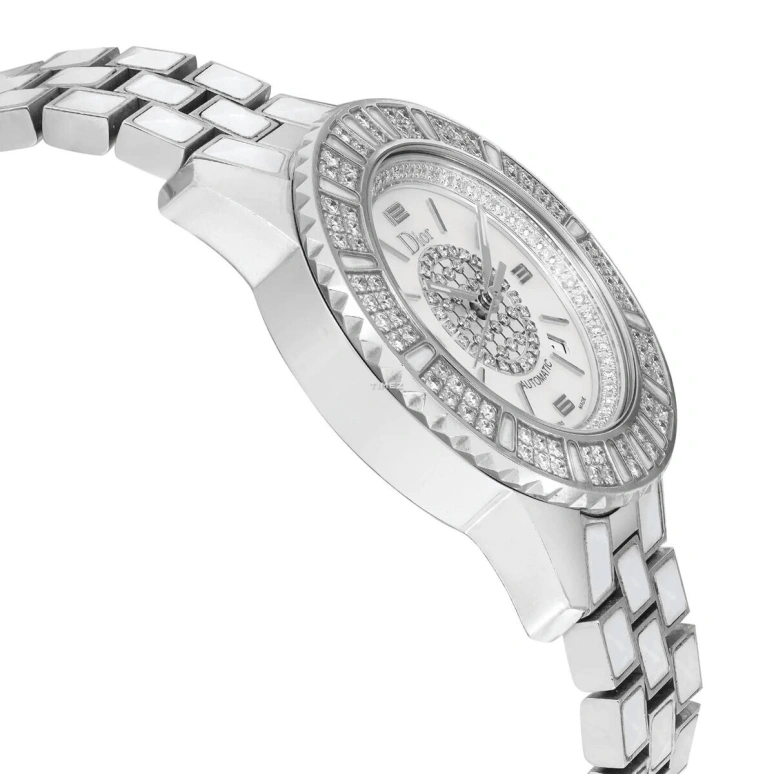 Dior,Other 33mm,33mm,Stainless Steel,Silver White,Automatic,Day,Sapphire,Crystal Glass,CD113512M001