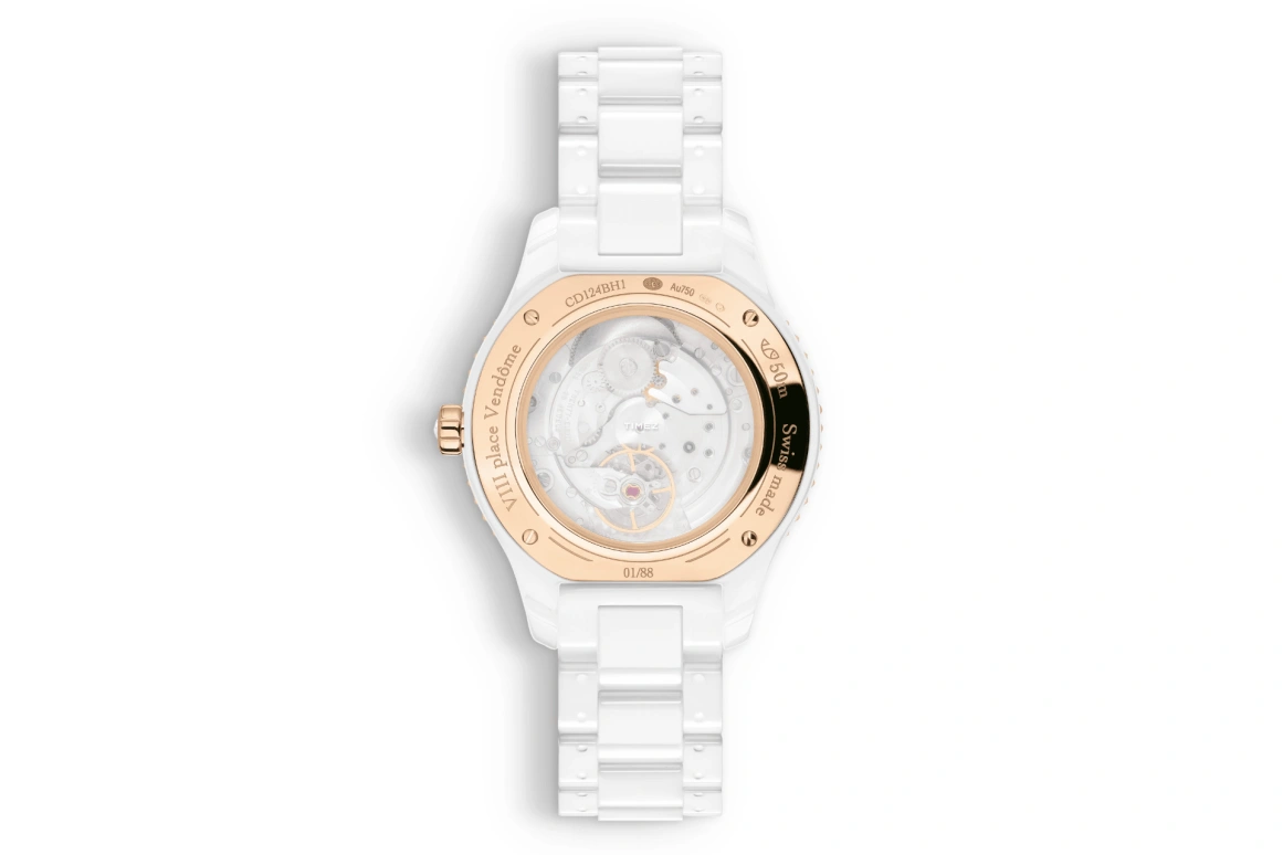Dior,Dior Grand Bal 38mm,38mm,Rose Gold,Ceramic,Silver White,Automatic,Sapphire,Crystal Glass,Round,CD124BH1C001 0000