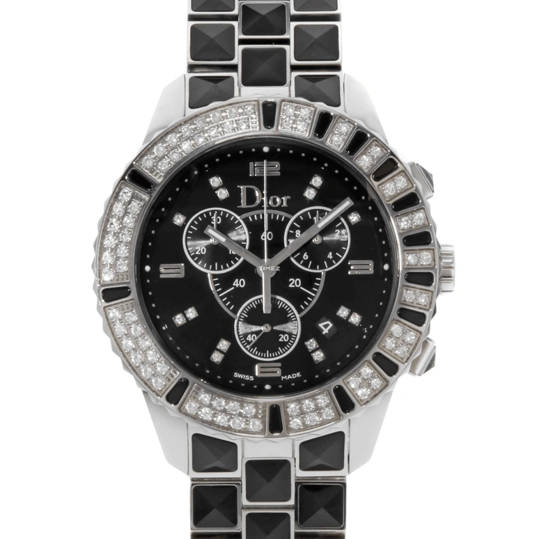 Dior,Other 38mm,38mm,Stainless Steel,Black,Quartz,Chronograph,Day,CD11431CM001