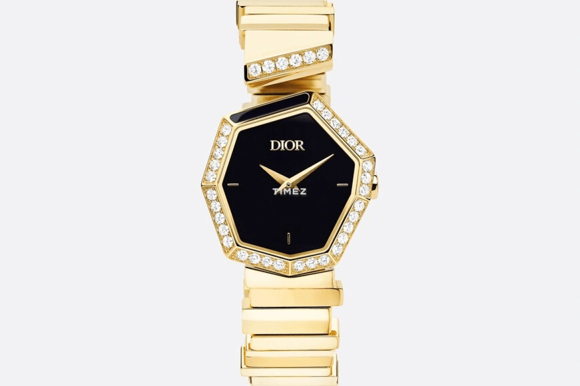 Dior,GEM DIOR 27x25mm,27x25mm,Yellow Gold,Black,Quartz,Sapphire,Crystal Glass,Other,CD18115X1001