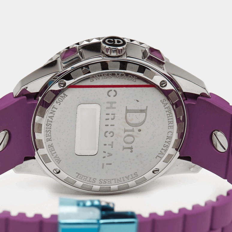 Dior,Other 39mm,39mm,Stainless Steel,Purple,Silver,Quartz,Chronograph,Day,CD11431JR001