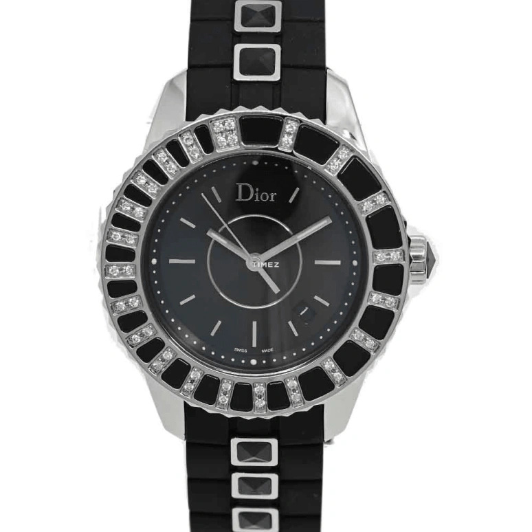 Dior,Other 33mm,33mm,Stainless Steel,Black,Quartz,Day,Sapphire,Crystal Glass,CD113115A001