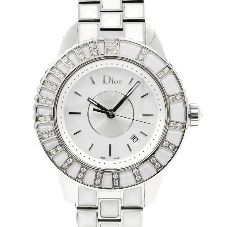 Dior,Other 33mm,33mm,Stainless Steel,White,Quartz,Day,Sapphire,Crystal Glass,CD113112M003