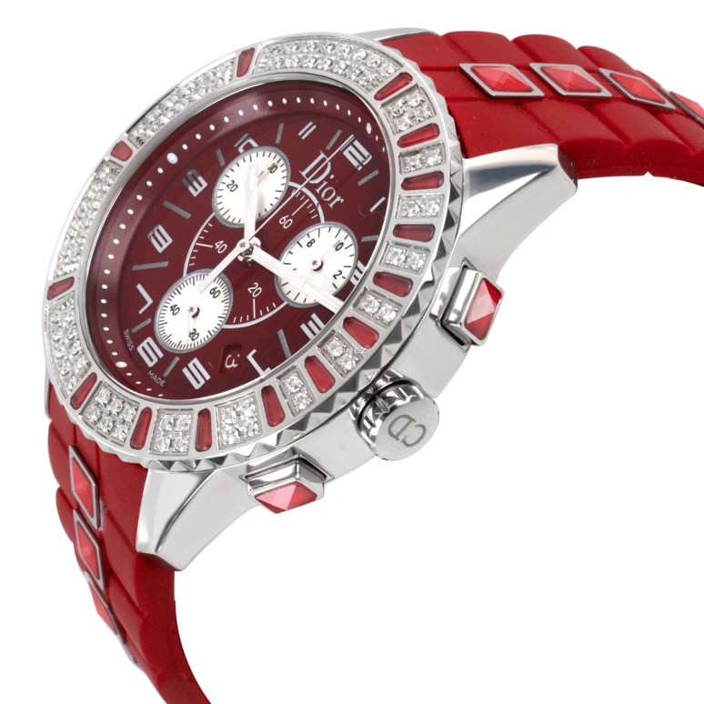 Dior,Other 38mm,38mm,Stainless Steel,Red,Quartz,Chronograph,Day,CD11431BR001