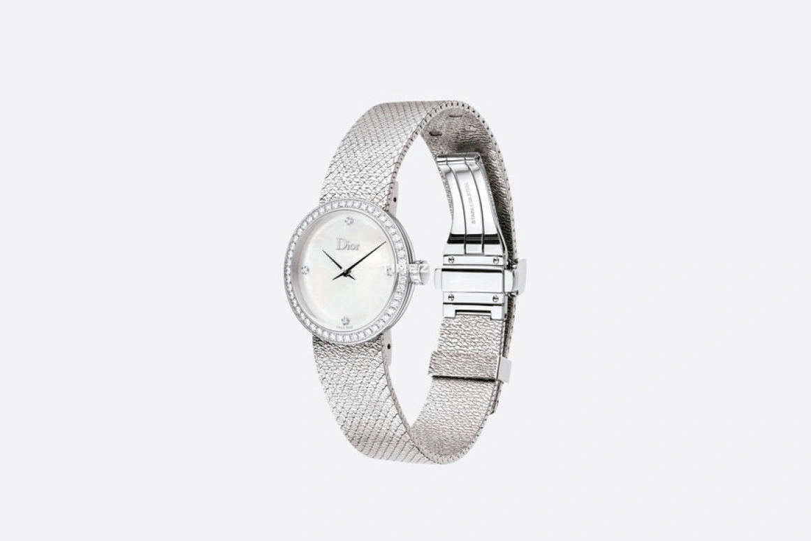 Dior,La D de Dior 25mm,25mm,Stainless Steel,White,Quartz,Sapphire,Silver,CD047111M001 0000