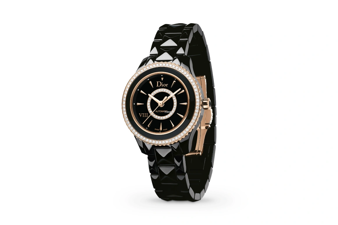 Dior,Other 33mm,33mm,Rose Gold,Ceramic,Black,Automatic,Sapphire,Crystal Glass,Round,CD1235H0C001 0000
