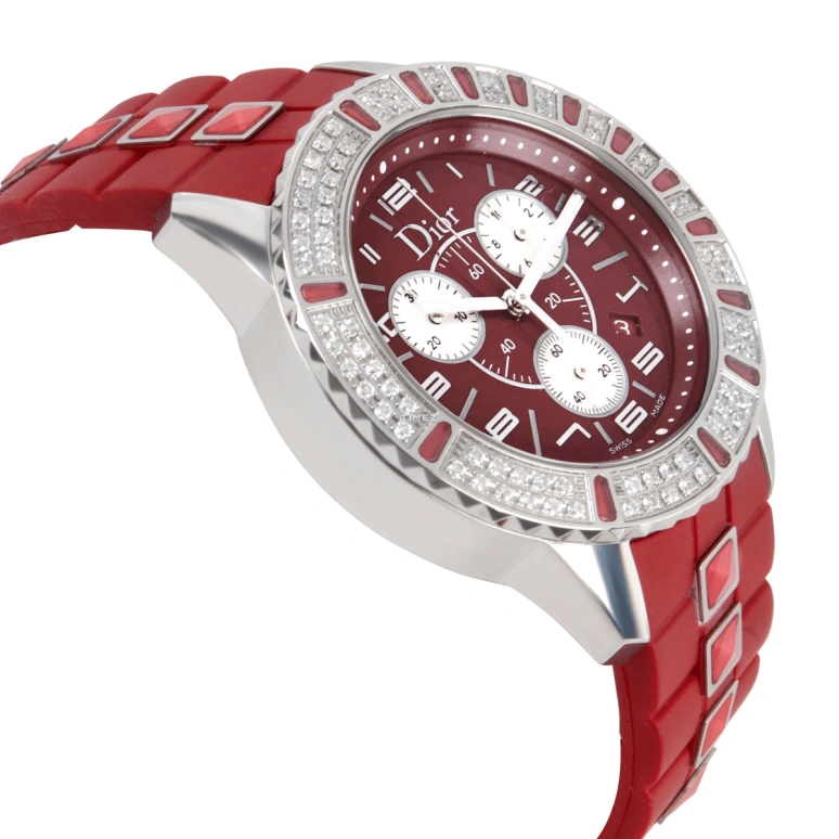 Dior,Other 38mm,38mm,Stainless Steel,Red,Quartz,Chronograph,Day,CD11431BR001