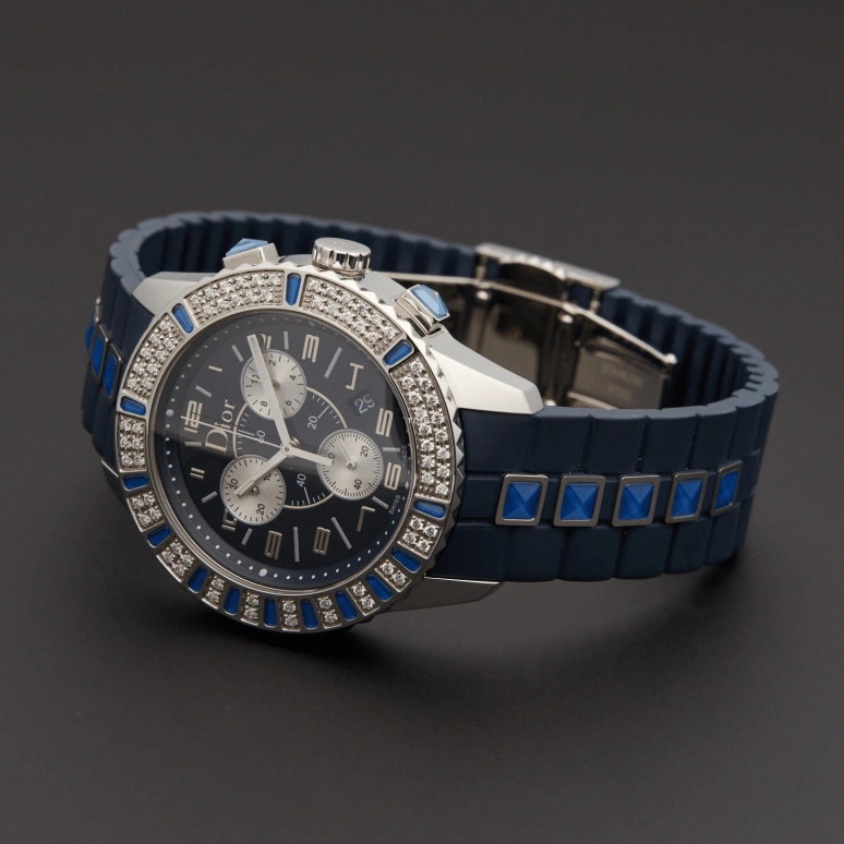 Dior,Other 38mm,38mm,Stainless Steel,Blue,Quartz,Chronograph,Day,CD11431IR001
