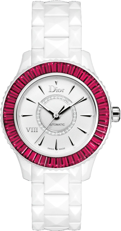 Dior,Other 33mm,33mm,White Gold,Ceramic,White,Automatic,Sapphire,Crystal Glass,Round,CD1235F7C001 0000
