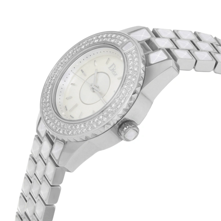 Dior,Other 28mm,28mm,Stainless Steel,Silver White,Quartz,Sapphire,Crystal Glass,Round,CD112118M003