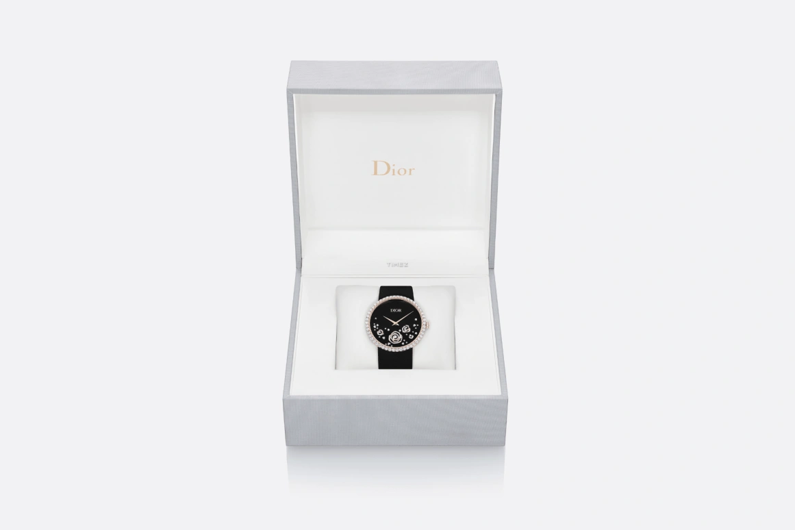 Dior,La D de Dior 38mm,38mm,Rose Gold,Black,Quartz,Sapphire,Crystal Glass,Round,CD04317X1209