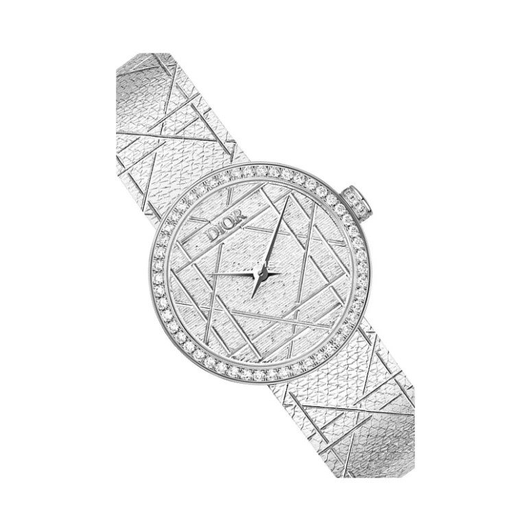 Dior,La D de Dior 25mm,25mm,Stainless Steel,Silver White,Quartz,Sapphire,Crystal Glass,Round,CD04111X1248