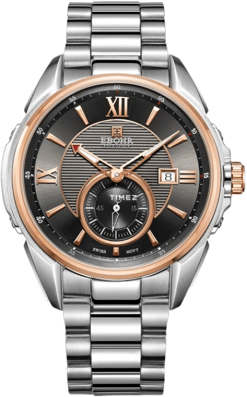 Ebohr,Explorer 45.50mm,45.50mm,Stainless Steel,Gunmetal,Automatic,Day,Sapphire,Crystal Glass,17020412