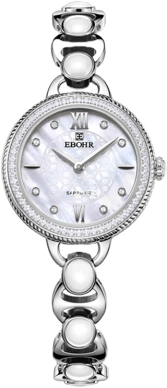 Ebohr,Kana 28mm,28mm,Stainless Steel,White,Quartz,Sapphire,Crystal Glass,Round,18041129