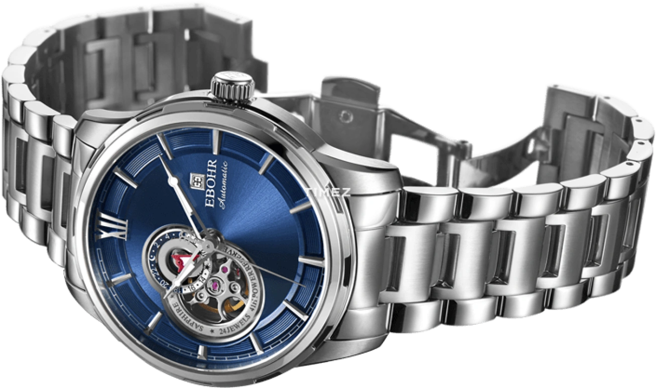 Ebohr,Master 41.50mm,41.50mm,Stainless Steel,Blue,Automatic,Sapphire,Crystal Glass,Round,15010315