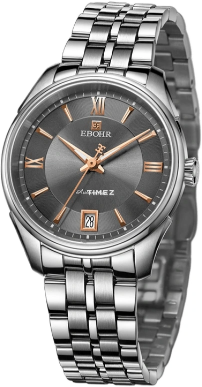Ebohr,Master 34mm,34mm,Stainless Steel,Gunmetal,Automatic,Day,Sapphire,Crystal Glass,11110125