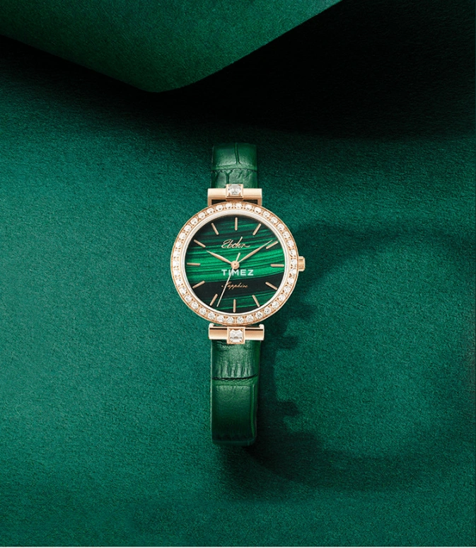 Ebohr,Kana 30mm,30mm,Stainless Steel,Green,Quartz,Sapphire,Crystal Glass,Round,V51370343