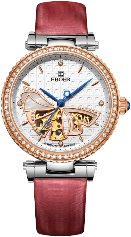Ebohr,Butterfly 34mm,34mm,Stainless Steel,White,Automatic,Crystal Glass,Sapphire,Round,17000246