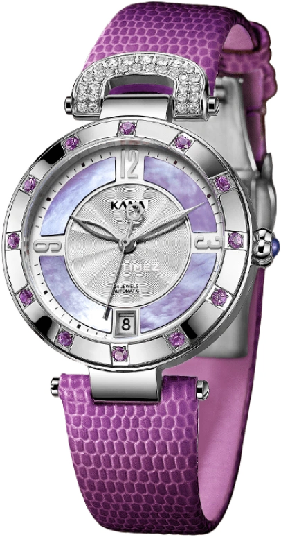 Ebohr,Kana 33mm,33mm,Stainless Steel,Silver,Purple,Day,Sapphire,Glass,Round,80051244