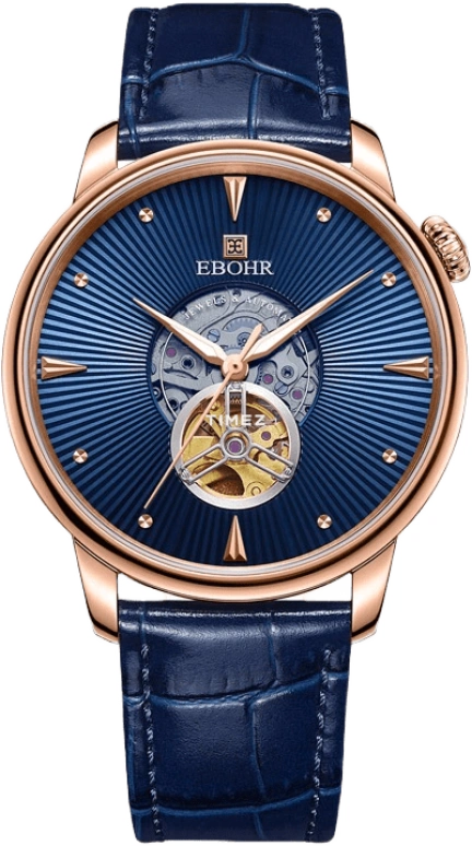 Ebohr,Master 41.50mm,41.50mm,Stainless Steel,Blue,Sapphire,Crystal Glass,Round,Rose Gold,20233336
