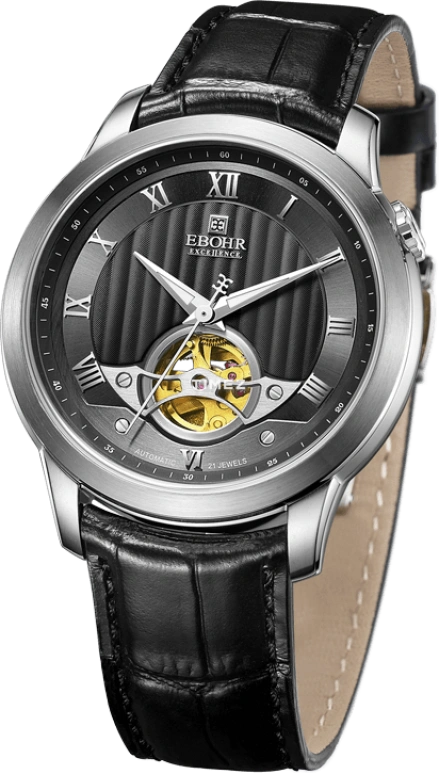 Ebohr,Kana 42.50mm,42.50mm,Stainless Steel,Gunmetal,Automatic,Sapphire,Crystal Glass,Round,17010431