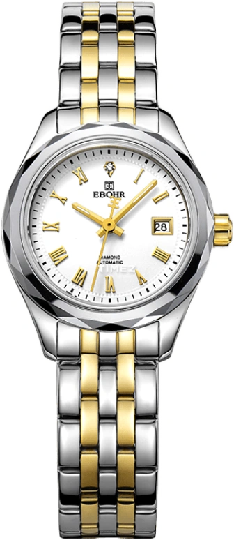 Ebohr,Master ,Stainless Steel,White,Day,Round,Silver,V50320325L