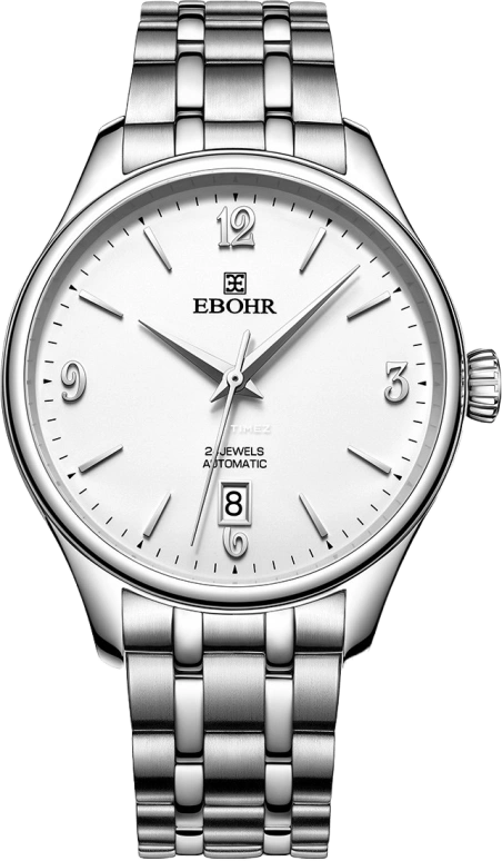Ebohr,Master ,Stainless Steel,White,Day,Sapphire,Crystal Glass,Round,V50540112