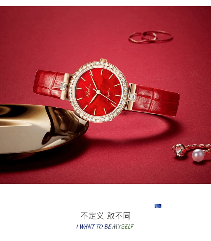 Ebohr,Kana 30mm,30mm,Stainless Steel,Red,Quartz,Sapphire,Crystal Glass,Round,V51370541