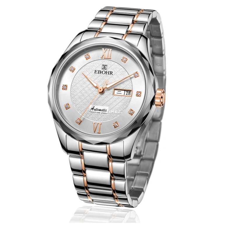 Ebohr,Other 42mm,42mm,Stainless Steel,Silver,Quartz,Date,Day,70160116