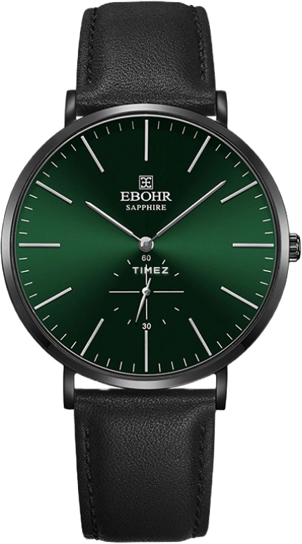 Ebohr,Master ,Stainless Steel,Green,Sapphire,Crystal Glass,Round,Black,V5077,V5077-0434M
