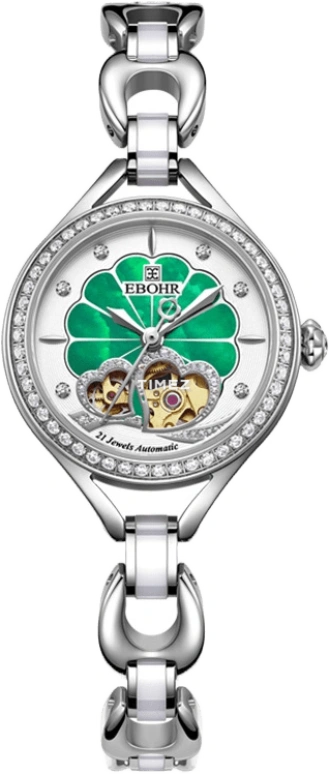 Ebohr,Kana 26.80mm,26.80mm,Stainless Steel,White,Green,Automatic,Sapphire,Crystal Glass,Round,18073726