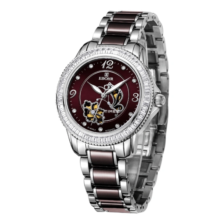 Ebohr,Butterfly 35.50mm,35.50mm,Stainless Steel,Wine Red,Automatic,Sapphire,Crystal Glass,Round,10880128