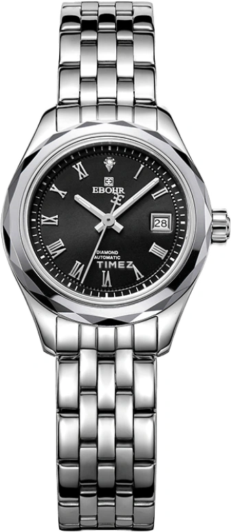 Ebohr,Master ,Stainless Steel,Black,Day,Round,Silver,50320127