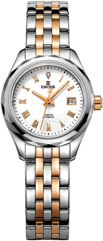 Ebohr,Master ,Stainless Steel,White,Day,Sapphire,Crystal Glass,Round,V30060227L