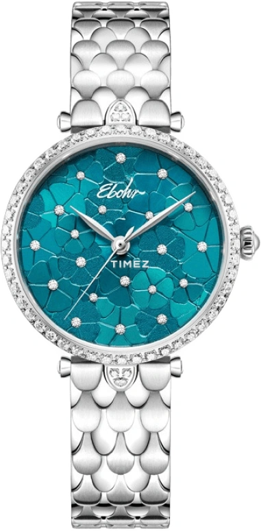 Ebohr,Kana 30mm,30mm,Stainless Steel,Cyan,Quartz,Sapphire,Crystal Glass,Round,11301726