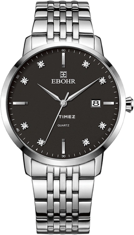 Ebohr,Other 41mm,41mm,Stainless Steel,Black,Quartz,Day,Round,70310214