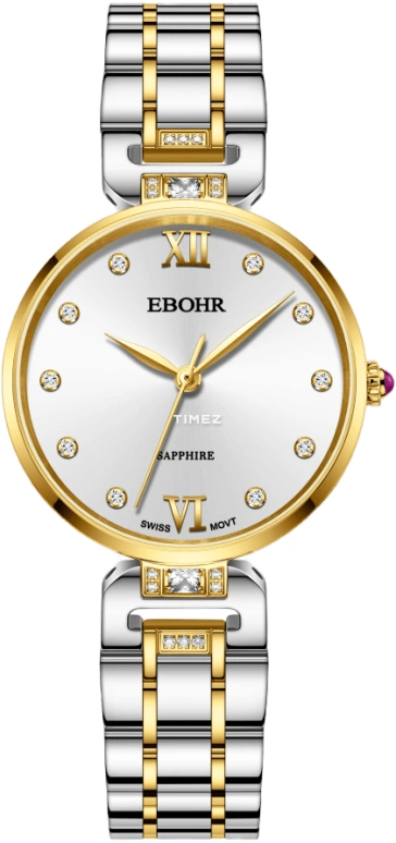 Ebohr,Kana ,Stainless Steel,Silver,Quartz,Sapphire,Round,11334426