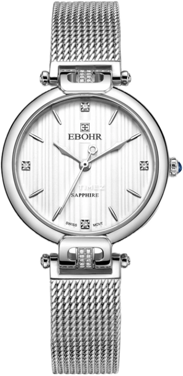 Ebohr,Kana 30mm,30mm,Stainless Steel,White,Quartz,Sapphire,Crystal Glass,Round,11230229