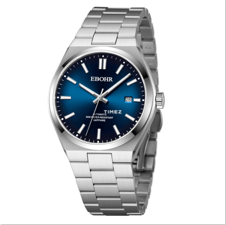 Ebohr,Explorer 40mm,40mm,Stainless Steel,Blue,Gradient,Automatic,Day,Sapphire,Crystal Glass,15151318